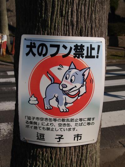 逗子市小坪地区の犬のマナー看板と張り紙