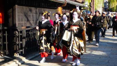 JALのダイナミックパッケージ《福岡～伊丹往復航空券＋新・都ホテル サウスウィング ２泊＝２３，６００円》で行く京都２泊３日の旅【祇園番外編：新年の挨拶回りする舞妓さん】（２０１４年１月）