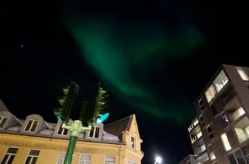 2014年元日　ノルウェー トロムソ市街地でのオーロラ