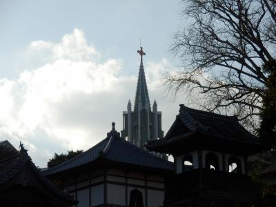 寺院と教会の見える風景