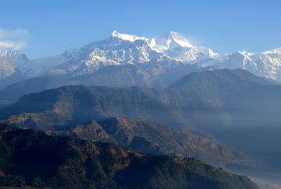 2014新春、ネパール旅行記(27/42)：1月25日(3)：ポカラ、サランコットの丘の上から眺めたヒマラヤ連峰