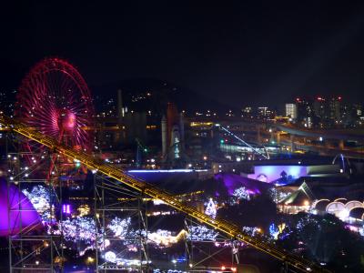 ２６．年末年始の九州旅行　北九州八幡ロイヤルホテルからの夜景　スペースワールドのカウントダウン花火は中止