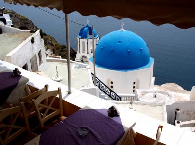 2014年ギリシア旅行　サントリーニ島イアのホテルとレストラン