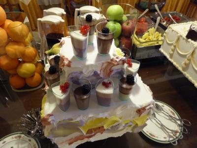 初夏の優雅な北イタリア旅行♪　Ｖｏｌ６５（第５日目朝）　☆ベローナ（Verona)：Due Torri Hotelの最後の朝食はデコレーションケーキのディスプレイ！