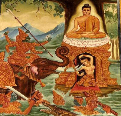Thailand　チェンライとナーン　ロングステイの下見旅(9/12 )　ナーン　フアウェンタイ寺院の壁画（4月6・7日）