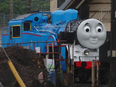 本物の機関車トーマスが大井川鐵道にやって来た！＠新金屋駅車両置き場　運行開始１週間前