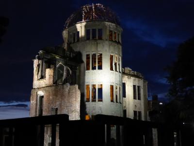 広島　世界遺産　夜の原爆ドーム～広島城
