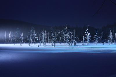 真っ白な冬の北海道　③白い美瑛と青い池