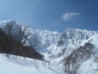 谷川岳山麓、一の倉沢出合まで雪上ウォーキング