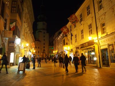 スロバキア　夜のブラチスバ旧市街を散策