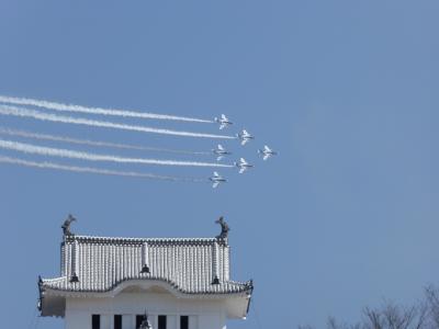 姫路城「平成の大修理」完成記念式典　ブルーインパルス祝賀飛行