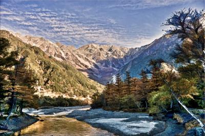 　惹きつけるられる　紅葉　雪山