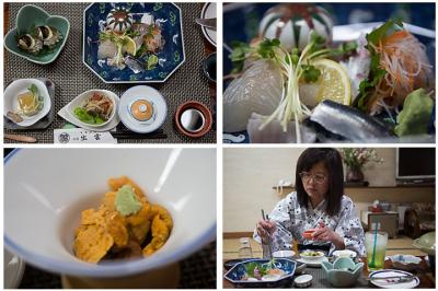 ウニあわびさし盛りイカの活け造り