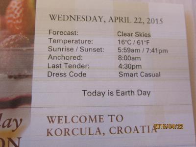 8：RomeからAmsterdamまでの22日+14日の船旅★ Wed Apr 22 Korcula★