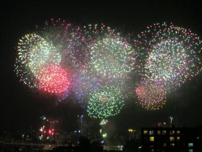 足立の花火　熱帯低気圧にも負けず