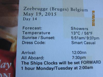 29（終）：RomeからAmsterdamまでの22日+14日の船旅★Tue May 19 Zeebrugge, Belgium  ★Thu May 21 帰国