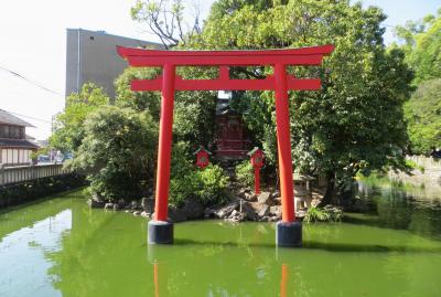 2015初秋、川原神社(1/3)：山崎川、道祖神、弁天池、亀、楠の大樹