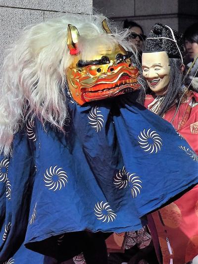 東博初詣-3　縁起の良い《獅子舞》披露　☆東都葛西囃子中村社中の伝統芸