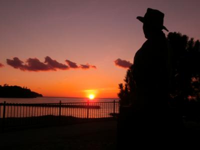 2016冬 西伊豆２：土肥温泉の牧水荘土肥館と美しい夕陽と黄金岬