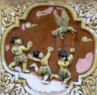 Myanmar ひとりっぷ(3/25 )　ヤンゴン③　シュエダゴォンパヤーの壁の絵　