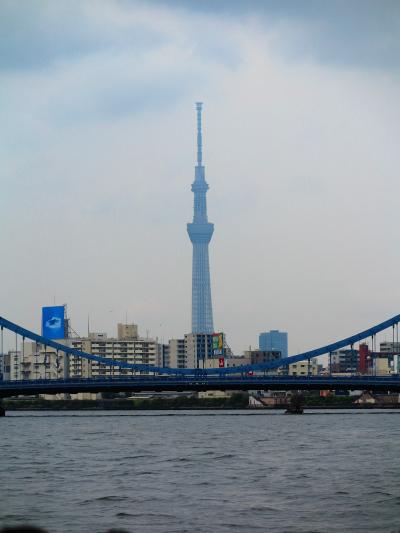 遊覧船2/5　隅田川　清州橋～新大橋辺り　☆スカイツリーが中央に