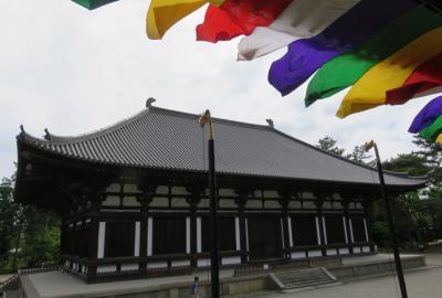 2016梅雨、奈良の世界遺産(3/9)：唐招提寺(2)：金堂・戒壇、築地塀、講堂、五色旗