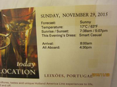 8.RomeからRotterdamまでの30日の船旅★Sun 29-Nov Leixoes (Porto), Portuga★