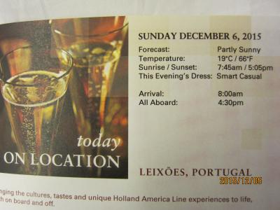 11.RomeからRotterdamまでの30日の船旅★Sun 6-Dec Leixoes (Porto), Portugal★