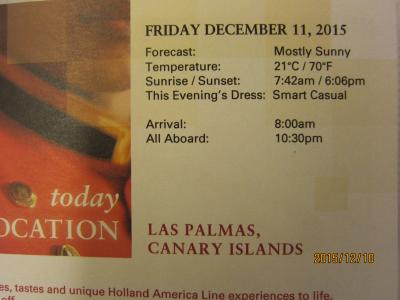 14.RomeからRotterdamまでの30日の船旅★Fri 11-Dec Las Palmas, Gran Canaria, Canary ★