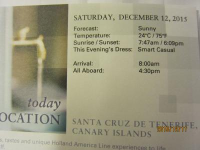 15.RomeからRotterdamまでの30日の船旅★Sat 12-Dec Santa Cruz(Tenerife), Canary Island★