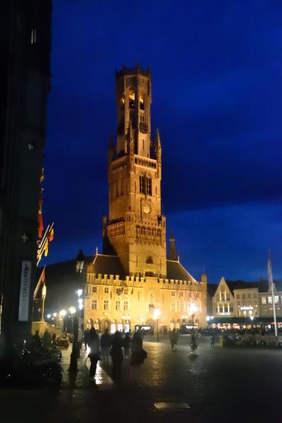 ２０１６　石畳の街巡り　５カ国　９日間で早周り　ｂｙ　ＡＮＡマイル　（ベルギー・パリ・クロアチア・モンテネグロ+独乗換）　3. ブルージュ１日目　夕景・夜景