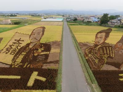 弘前の街並みと田んぼアート