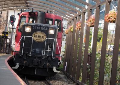 師走の京都　①紅葉残る嵯峨野トロッコ列車