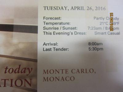 C.2.BarcelonaからVeniceまでの24日間の船旅★Tue Apr 26 Monte Carlo, Monaco