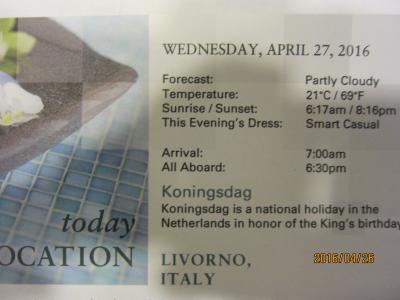 C.3.BarcelonaからVeniceまでの24日間の船旅★Wed Apr 27 Florence / Pisa (Livorno), Italy