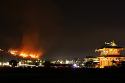 古都、奈良の夜空を彩る若草山の山焼き