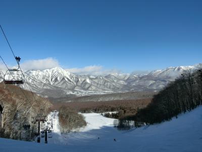 戸隠スキー場でスキー　宿泊は長野市内へ。　その2  青空のもと、スキーを満喫