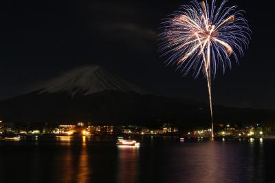 再び、冬の花火・河口湖へ、ついでに吾妻山の菜の花を見に行ってみました