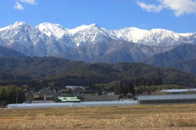 バスツアーで信州松本へ後半　穂高神社～松本城～雪化粧のアルプス一望のローカル線乗車　
