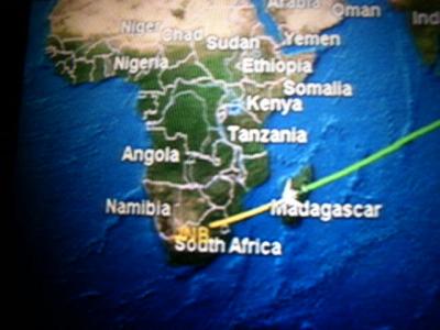 南アフリカへ？　何しに？　（１）　マダガスカル上空で新年を迎えました