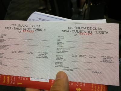 USA to Cuba アメリカからキューバへ ツーリストカード　VISA