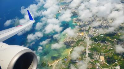梅雨明けした沖縄本島３泊４日の旅【最終日：機窓から奇麗な海が見られた、ＡＮＡ１２０６便（那覇～福岡）搭乗編】