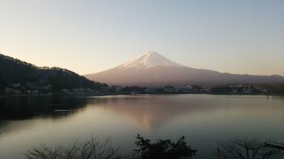 河口湖の年越し！見事な逆さ富士！