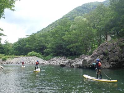 大人の水遊び inみなかみ：２０１７‐３　海の日だけど川遊び！いきなりリバーＳＵＰに挑戦