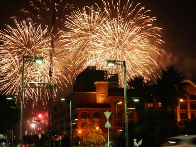 2017年夏休み!:第39回浦安市花火大会～空に,海に,光輝く,浦安花火～東京ディズニーセレブレーションホテル『Discover』越しに(家族３人で)