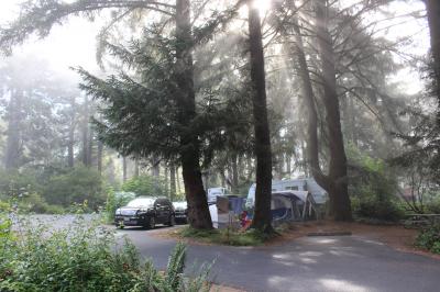 キャンプしに、はるばるオレゴン、カリフォルニア　Day ４-１（Harris Beach State Parkのキャンプ場の朝、のんびりしてから、カリフォルニア州へ）