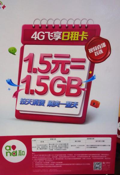 日本人観光客でも、モバイクに乗ったり、中国電子マネーは使えるの?(その4　1日1.5GBで1.5元のSIM??)