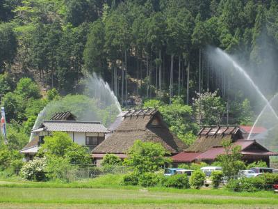 ２０１７　美山かやぶきの里　春の放水銃一斉放水