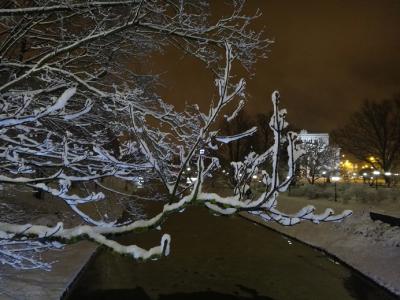 はじめてのバルト三国2017-<10>リーガ2日目後半・夜の散歩は雪景色の運河から