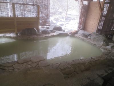 塩原元湯温泉元泉館で初雪見露天風呂